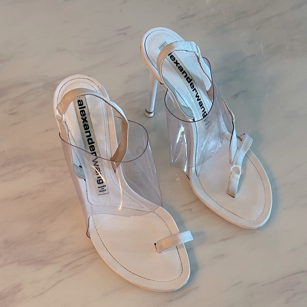 Authentic " White alexander wang heel sandals